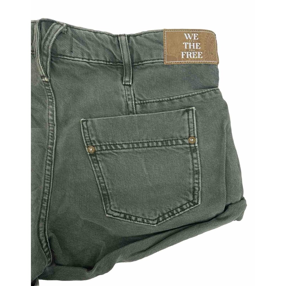 Free People Beginner's Luck‎ Low Rise Slouch Shorts - Olive Green Size 29 New - Picture 8 of 13